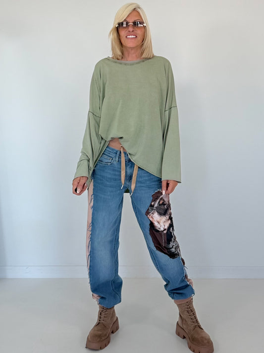 Oversized Shirt stone washed - khaki