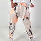 Linen Baggy with Tie-Dye Pattern - white-neon orange-dark brown