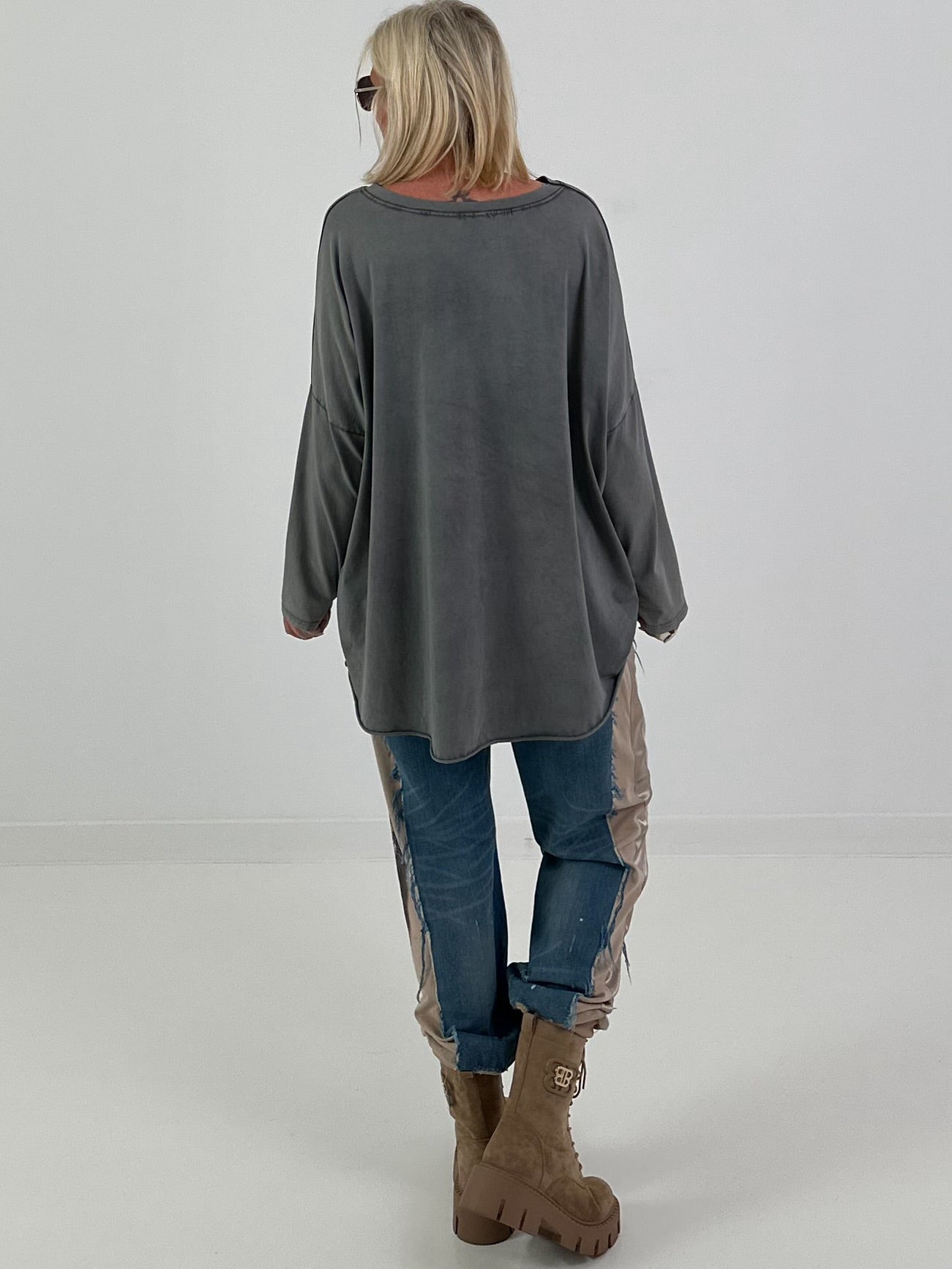 Oversized Shirt stone washed - anthrazit