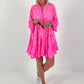 Tunic/dress with floral pattern - neon pink