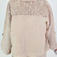 Leinen Jäckchen mit Häkeleinsatz - beige