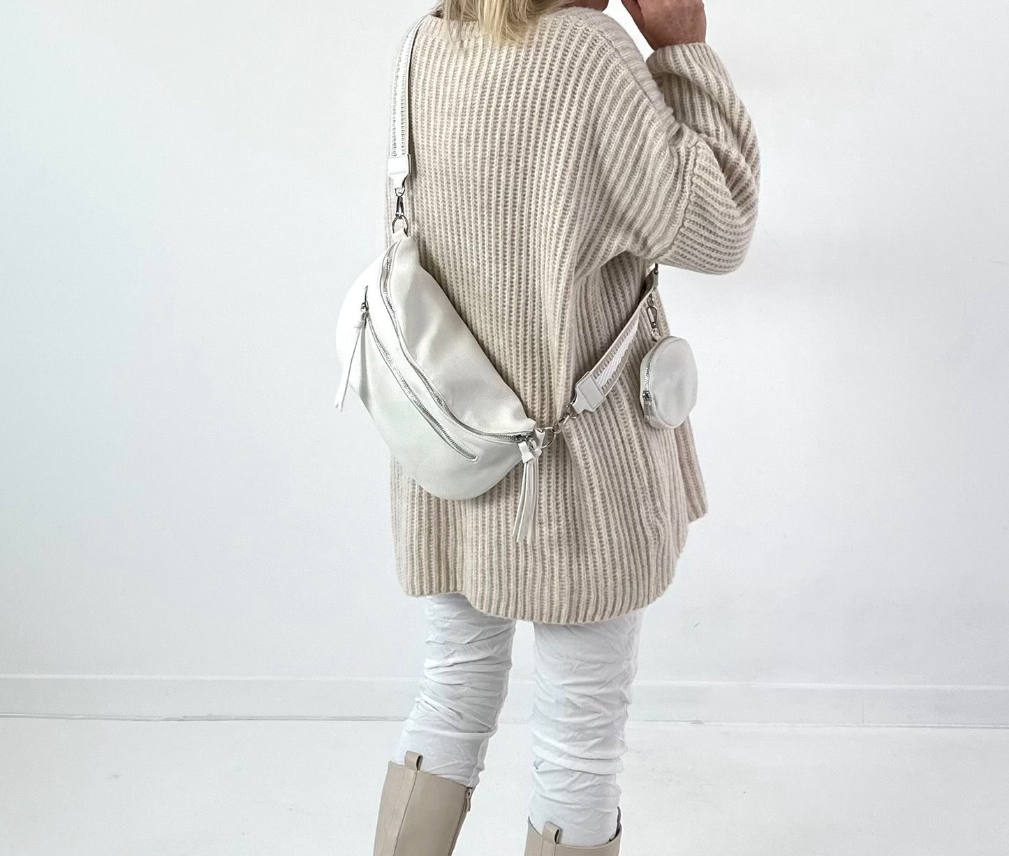 Crossbody bag in leather look, model "The Edit Bag" - white