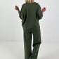 Two-piece set with asymmetrical shirt - khaki