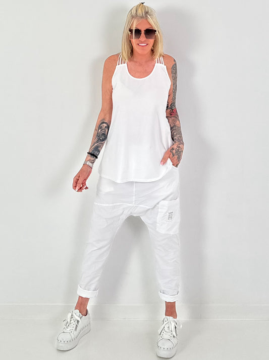 2nd Choice Top with crossed straps - white