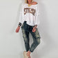 Strick Shirt mit Leo-Print - weiss