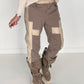 Sweathose im Materialmix - taupe-beige