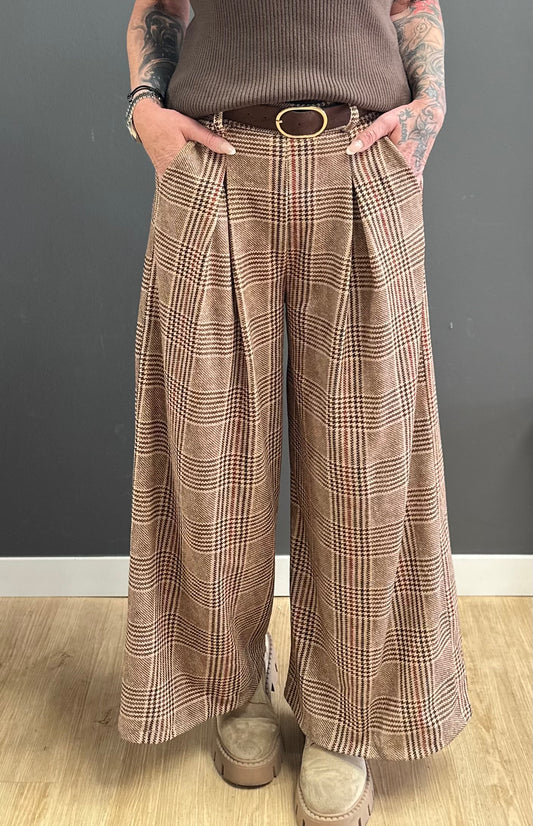 Checked Marlene trousers model "Check Class" - brown-multicoloured