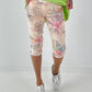 Capri Hose Allover-Print mit floralen Elementen - beige-mehrfarbig