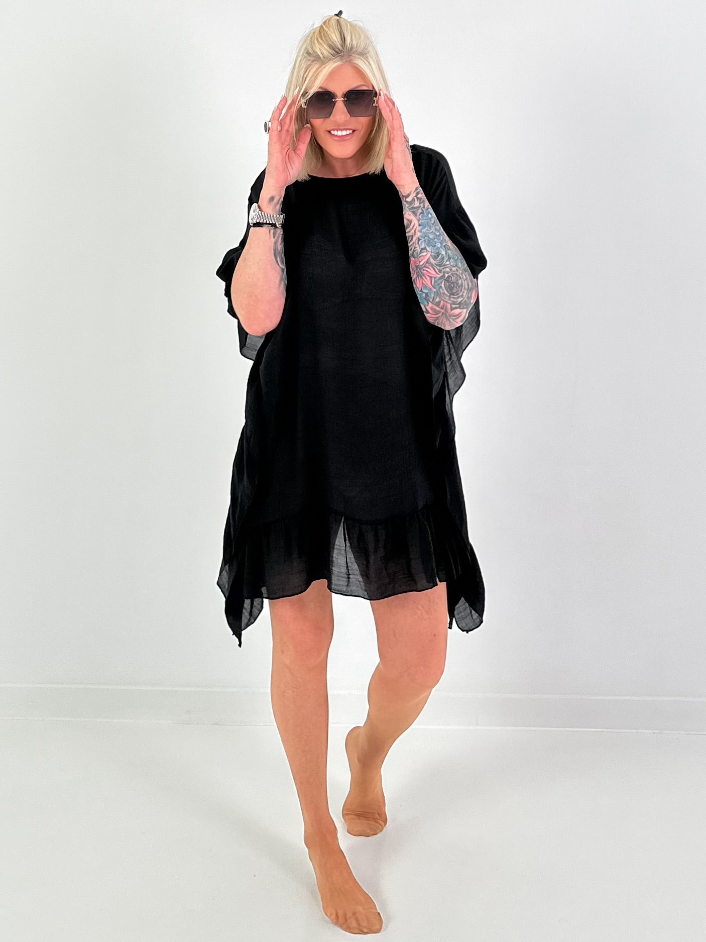 Ibiza Tunic with Crochet Insert - Black
