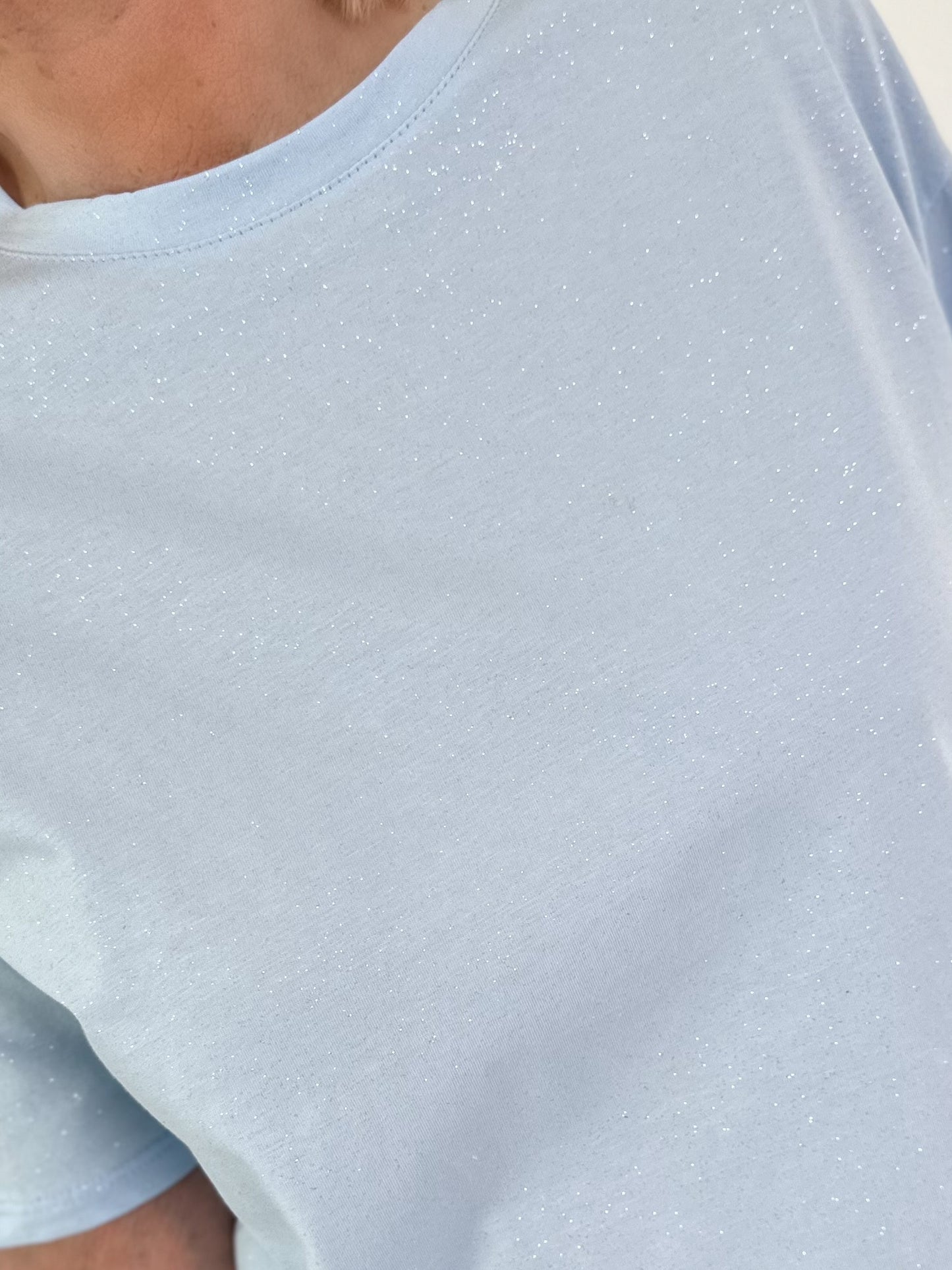 T-shirt with glitter details - light blue