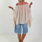Tunic with side ruffles - beige