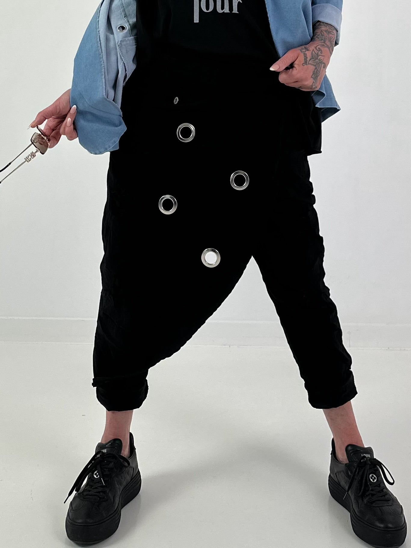 Stylische Hose im Knit-Look - schwarz ( lieferbar ab ca. 30.05.26)