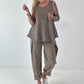 Grobes Leinen/Baumwoll Top - taupe