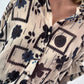 Leichte oversized Bluse mit Muster - beige- schwarz-blau