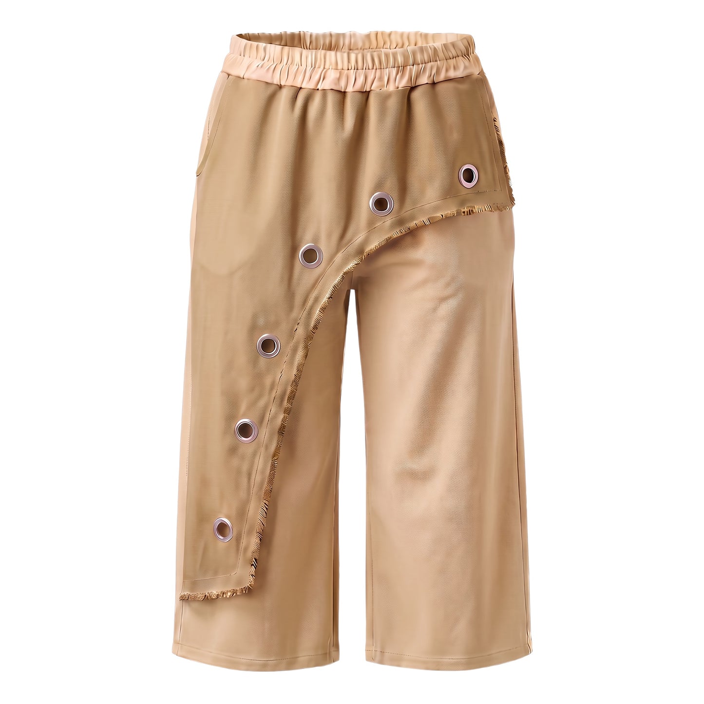 Hose mit Overlay und Metallösen - camel