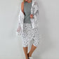 Stylische Hose mit Überwurf im Knit-Look - weiss