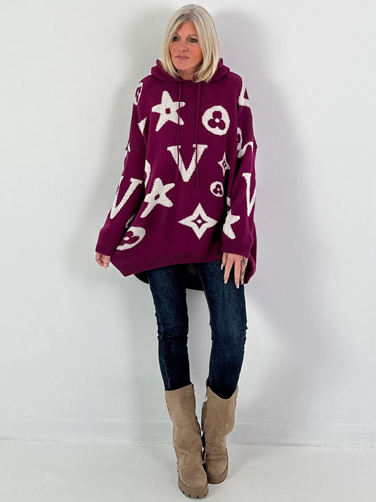 Hooded sweater, model "Cozy Beam" - purple