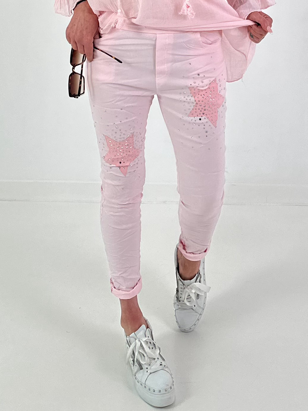 Pants with stars - pink