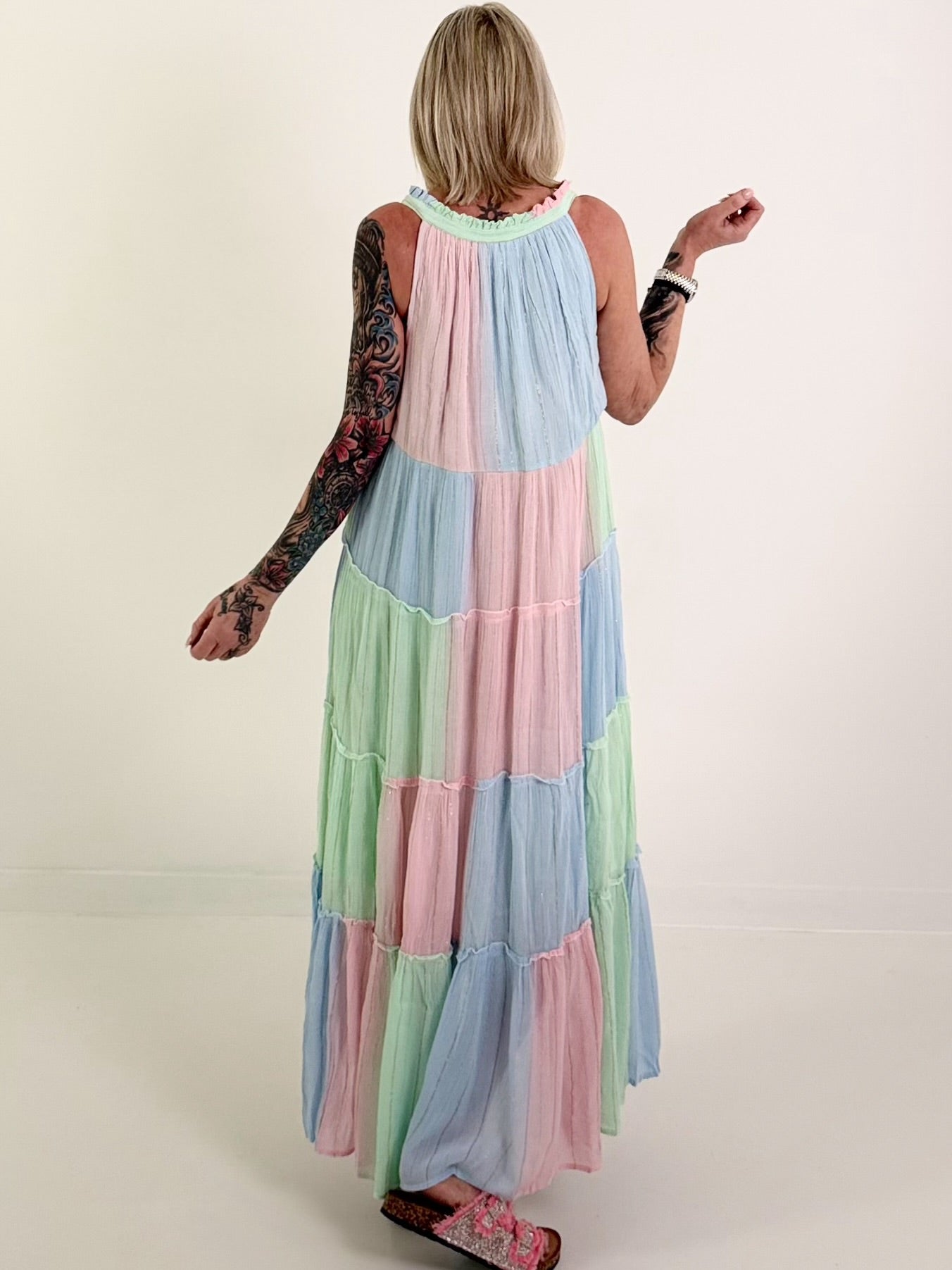 Ibiza Maxikleid - rosa-mint-hellblau