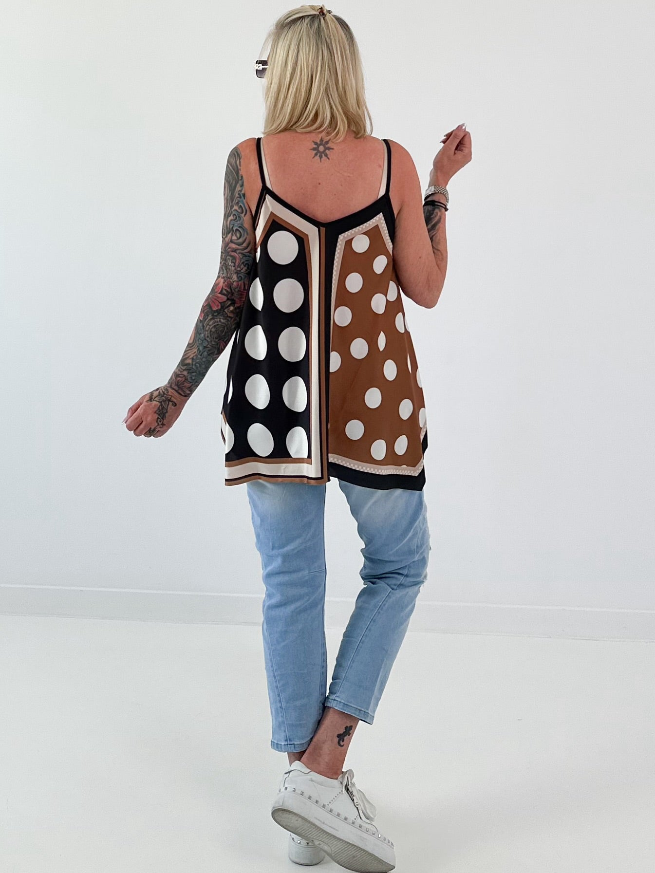Airy patterned top - black - multi-coloured