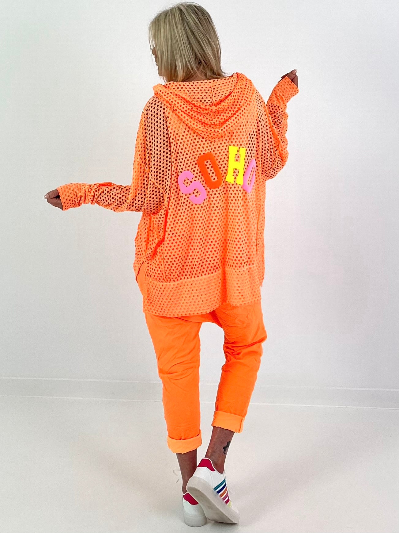 Oversized Netz Hoodie Soho - neonorange