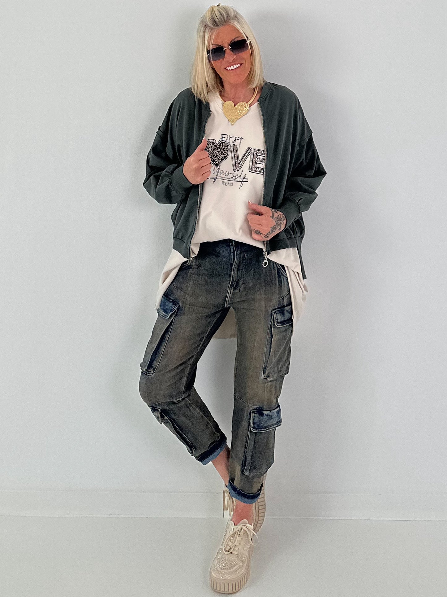 Jacke mit Rückenprint - anthrazit