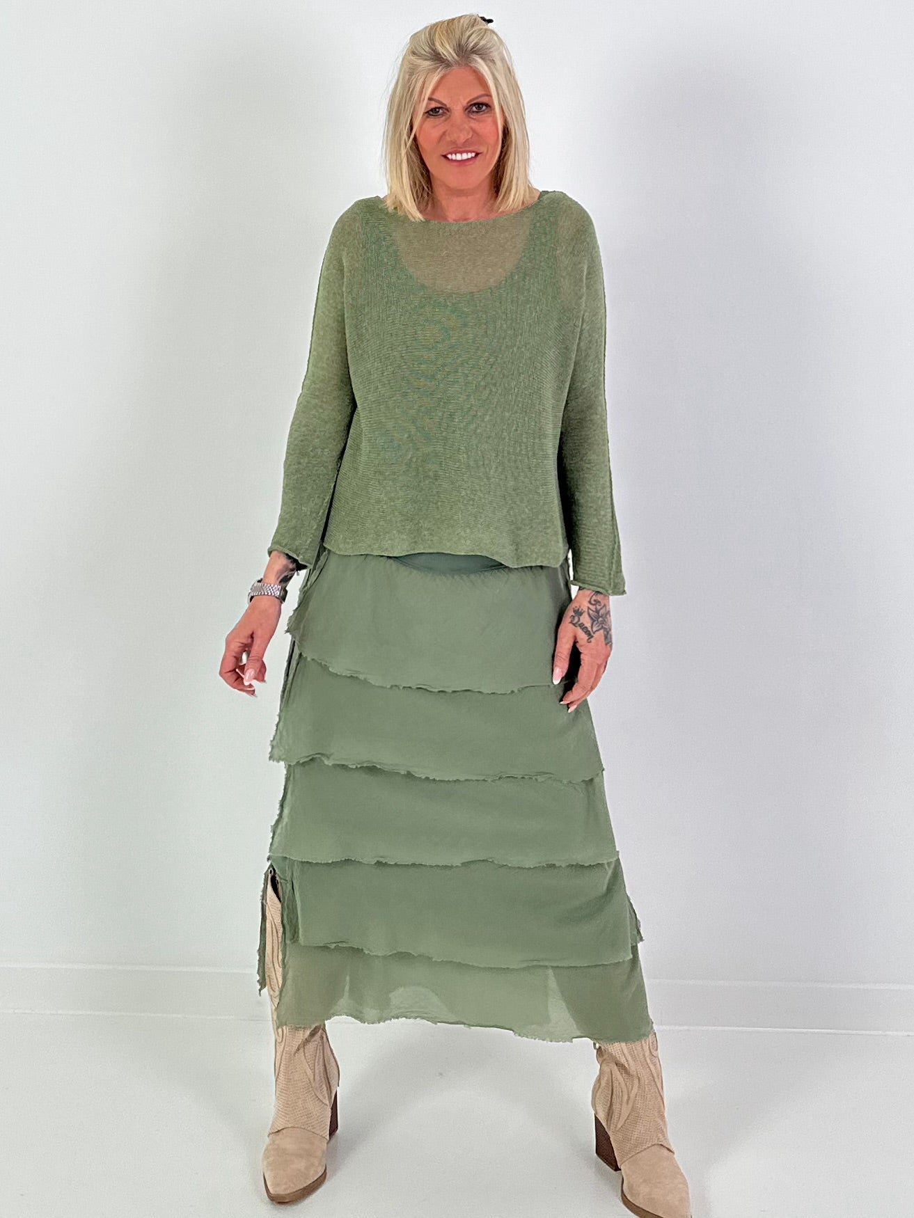 Light knit sweater - khaki