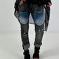 Destroyed Jeans with trendy details - used black