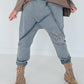 Sweat Baggy mit Strassapplikation - grau