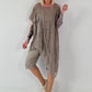 Kurze Hose mit Jeanselementen und Ösen - taupe