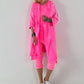 Capri Hose mit Bindeband - neonpink