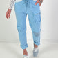 Trousers with mesh insert - light blue