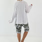 Fancy linen jacket with side lacing - white