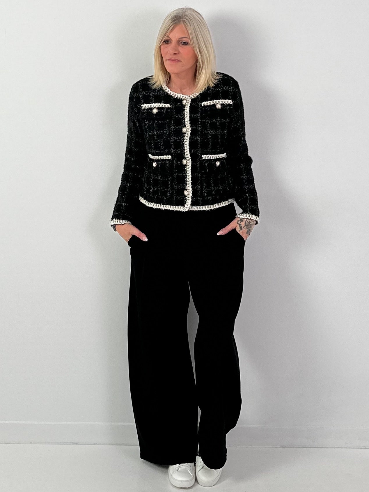 Geruit jasje model "Soft Paris" - zwart