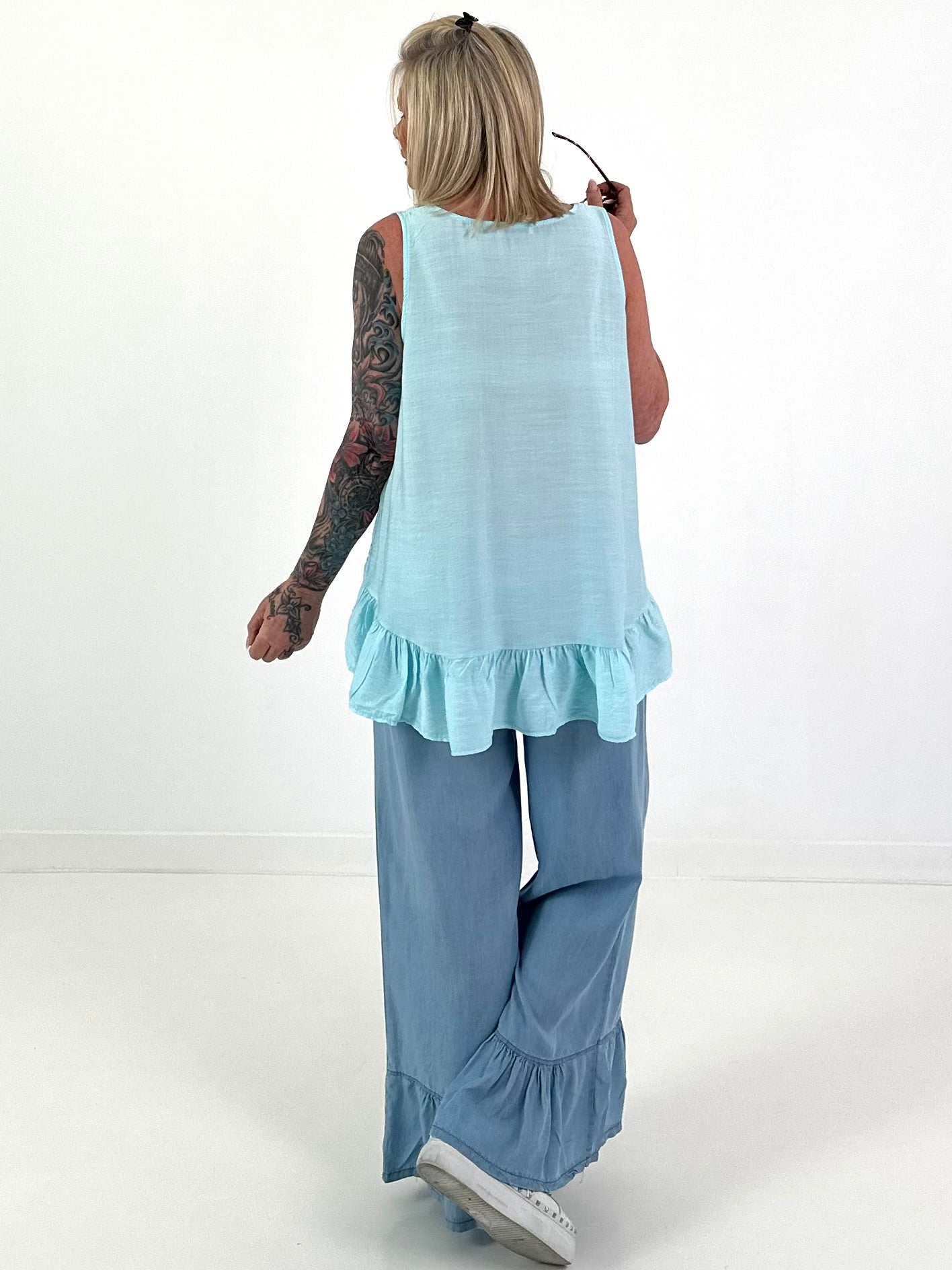 SOHO Top with Flounce - turquoise