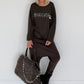 Sweater Whatever mit Strass-Details - mokka