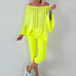 Capri Hose mit Bindeband - neongelb
