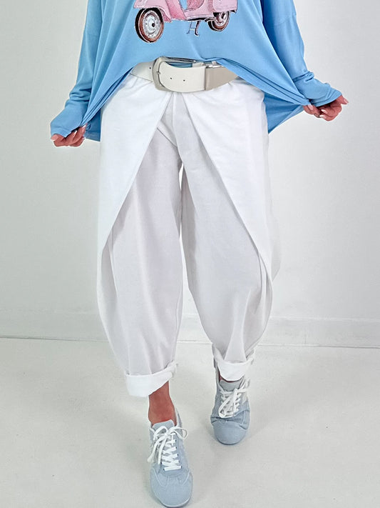 Casual broek met een wikkelmodel - wit