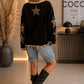 Sweatshirt mit trendigen Leo Sternenelementen - schwarz