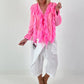 Tunika zum Binden mit Volants - neonpink