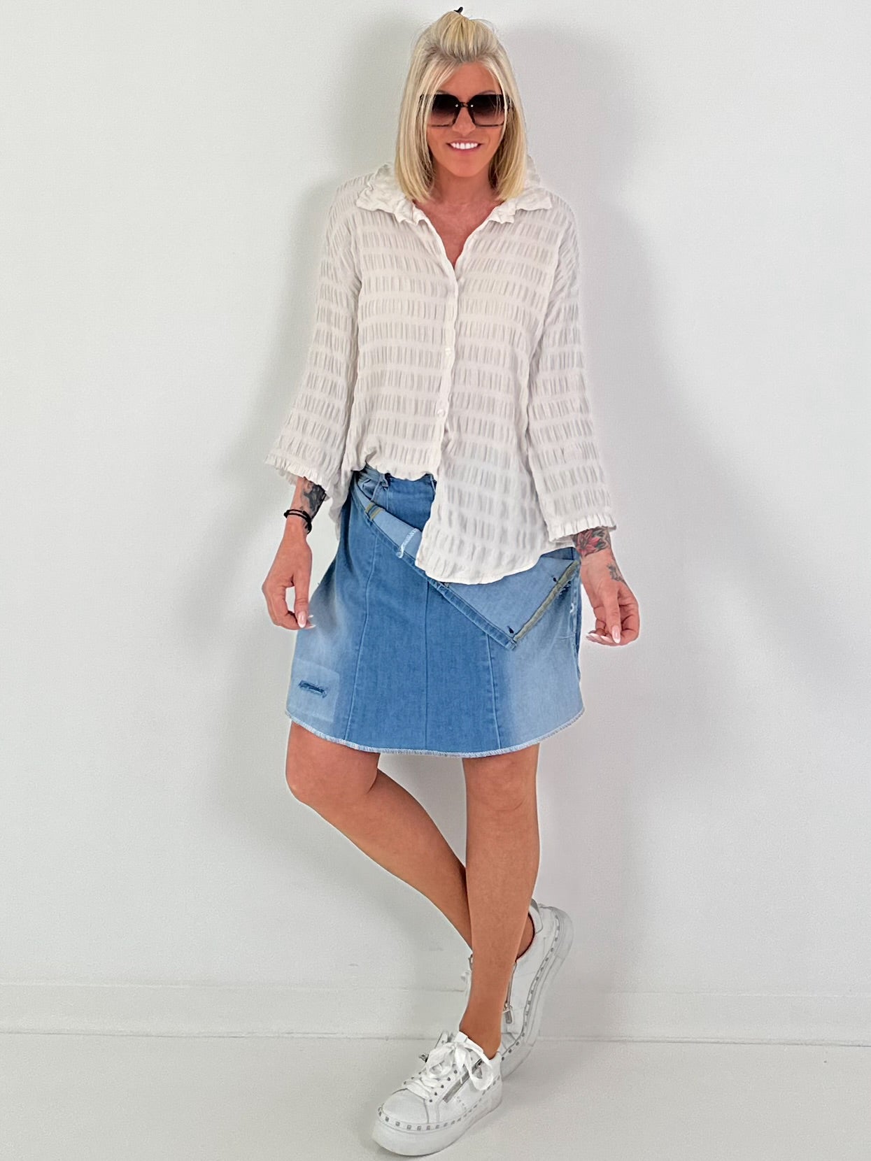 Strukturierte Bluse - beige