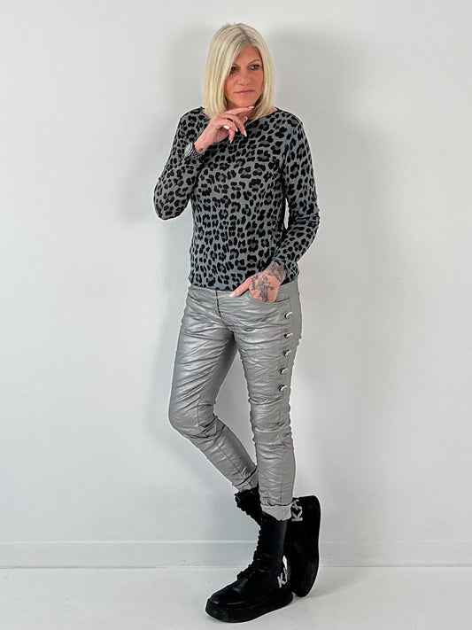 Softes Leo Basic Shirt Modell "Wild Skin" - anthrazit