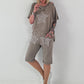 Sweat Short mit Häkelstern und  Nieten - taupe