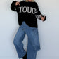 Oversized Strickpullover Dont Touch Me - schwarz-weiss
