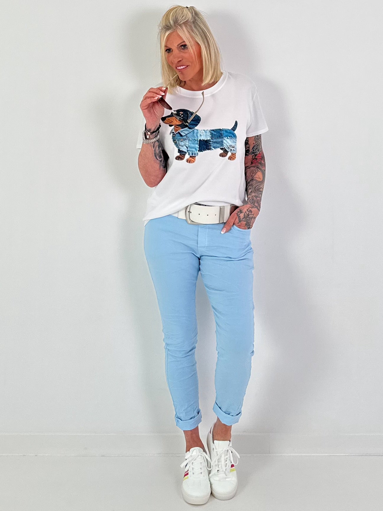 Basic Jogpants mit Bindeband - hellblau