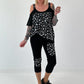 Shirt mit Cold Shoulder und Leo Strass - schwarz