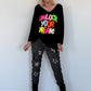 V-hals trui Unlock Your Dreams - zwart-meerkleurig