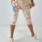 Capri Hose mit Allover-Print - gelb-beige-mehrfarbig