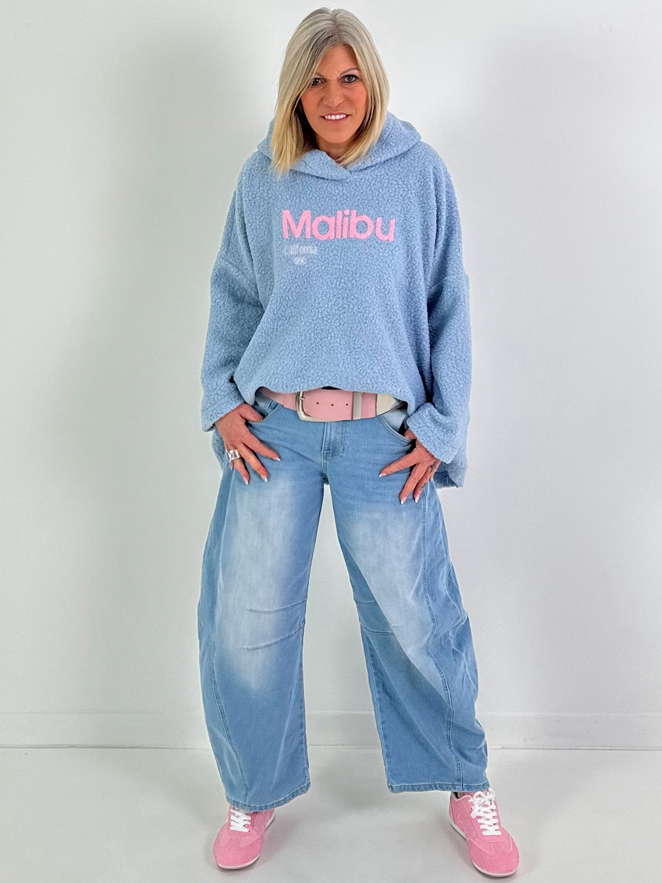 Bouclé Hoodie Malibu - hellblau