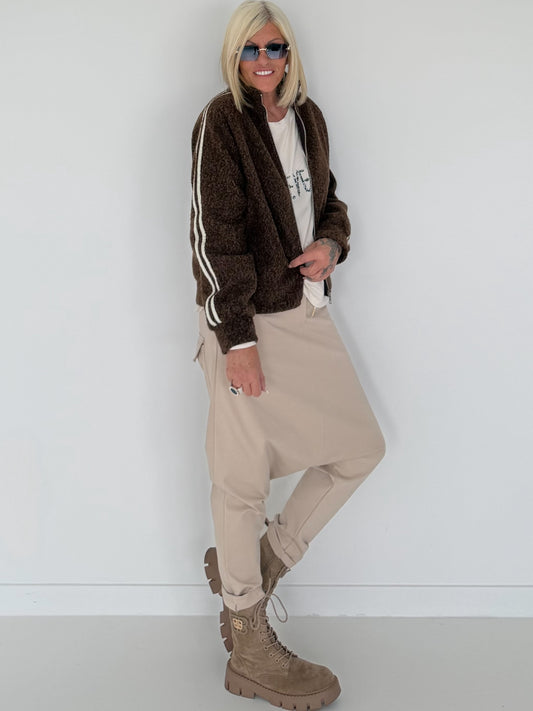 Jacke mit Streifen-Details - mokka (lieferbar ab ca.01.09.26)